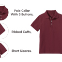 Burgundy (5-Pack) 6 10-Pack School Uniform Tagless Polo Tshirt for Little Boys & Big Boys